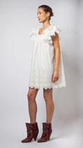 Cotton Ruffle Off The Shoulder Dress